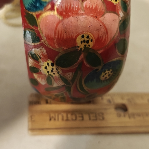 Hand-Painted Red Floral Chunky Bangle Bracelet - Picture 7 of 12